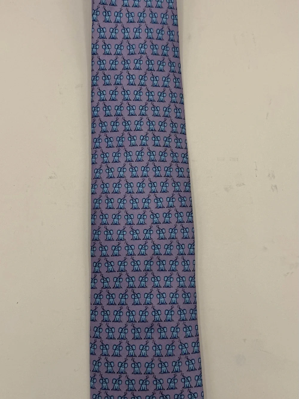 Pelican‎ Coast Lavender Tie with Blue Elephant Pattern